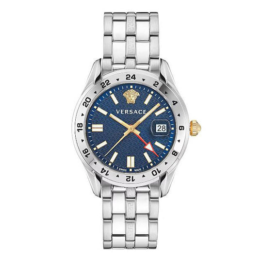 Versace Greca Time GMT Quartz Men's Blue Silver Watch VE7C00523