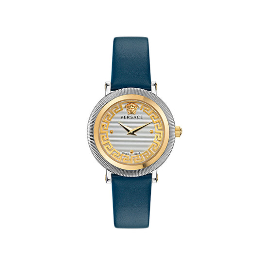 Versace Greca Flourish Quartz Ladies' Silver Blue Watch VE7F00223