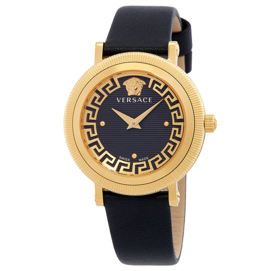 Versace Greca Flourish Quartz Ladies' Black Gold Watch VE7F00323
