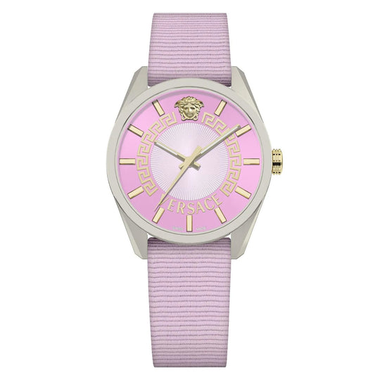 Versace V Circle Quartz Ladies' Pink Guilloché Watch VE8A00124