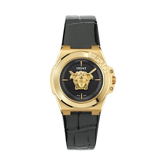 Versace Hera Quartz Ladies' Black Gold Watch VE8D00324