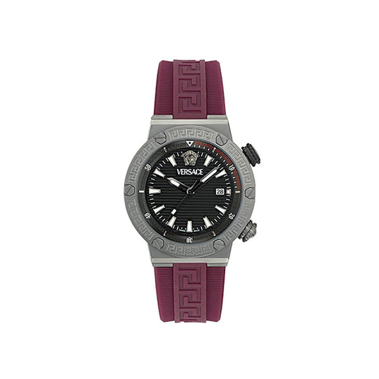 Versace Greca Logo Men’s Black Burgundy Diver Watch VE8G00224