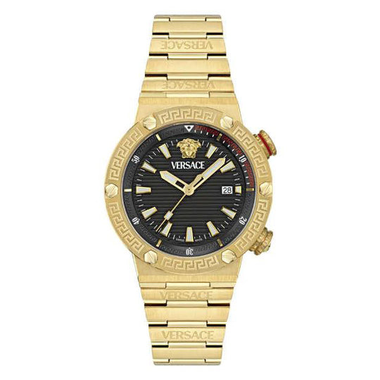 Versace Greca Logo Men’s Black Gold Watch VE8G00624