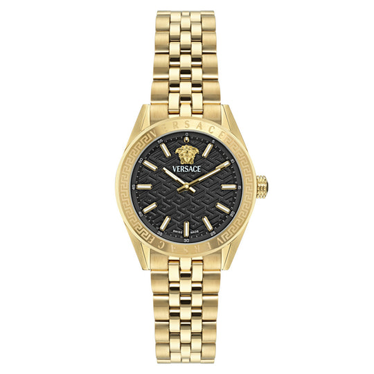 Versace V-Code Ladies’ Black Gold Quartz Watch VE8I00724
