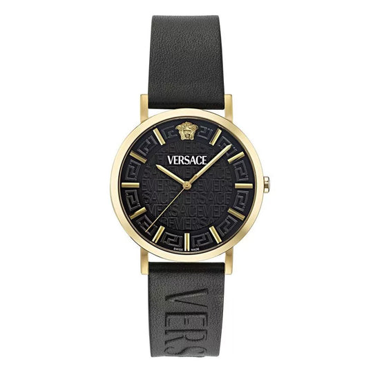 Versace Greca Slim Quartz Ladies' Black Gold Watch VE8Q00224