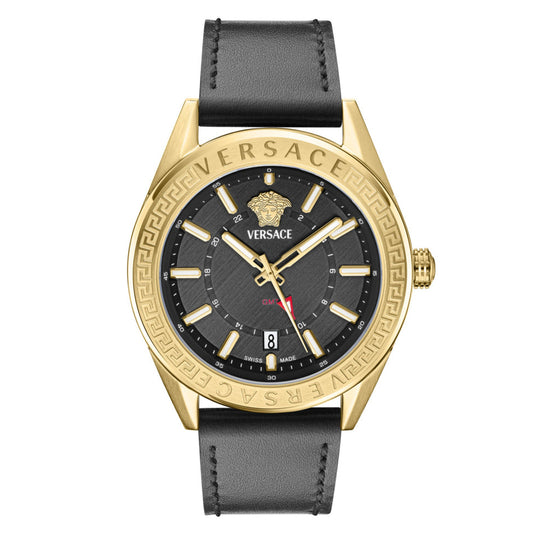 Versace V-Code GMT Men’s Black Gold Watch VEAFA0224