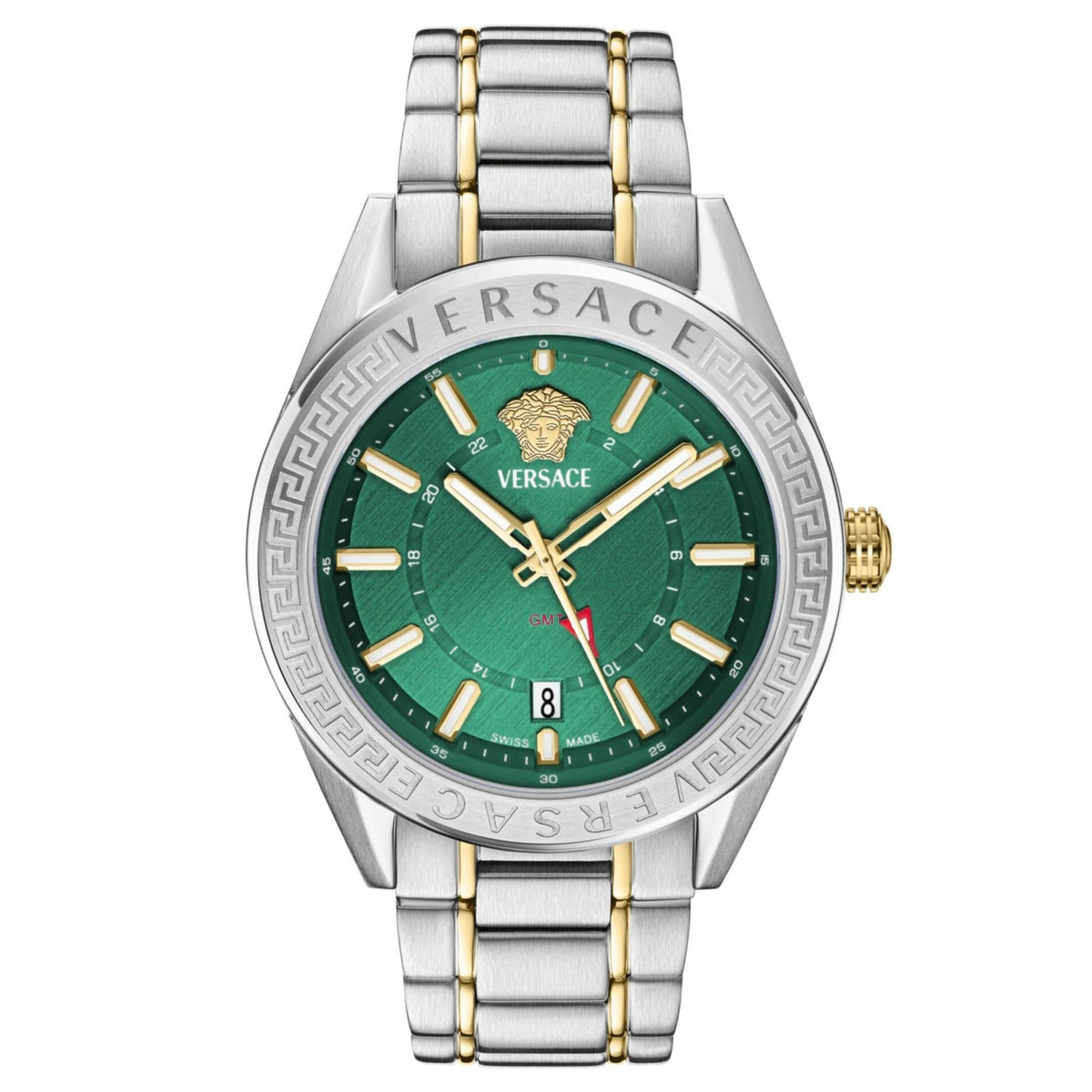 Versace V-Code GMT Green Two-Tone Men’s Watch | Swiss Luxury Timepiece