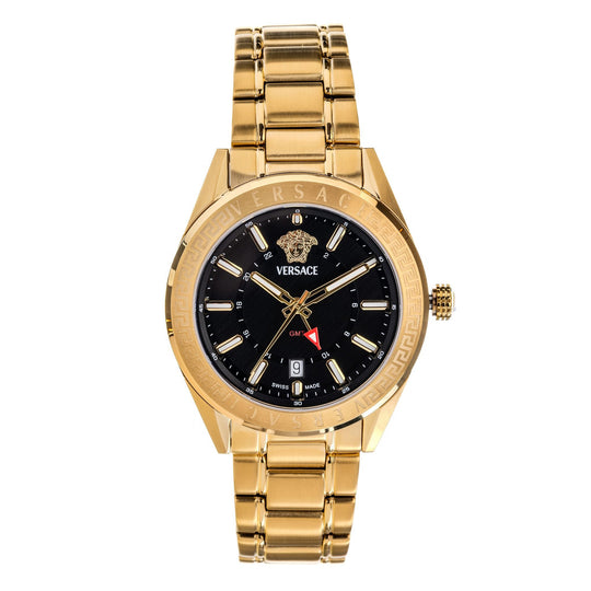 Versace V-Code GMT Men’s Black Gold Watch VEAFA0724