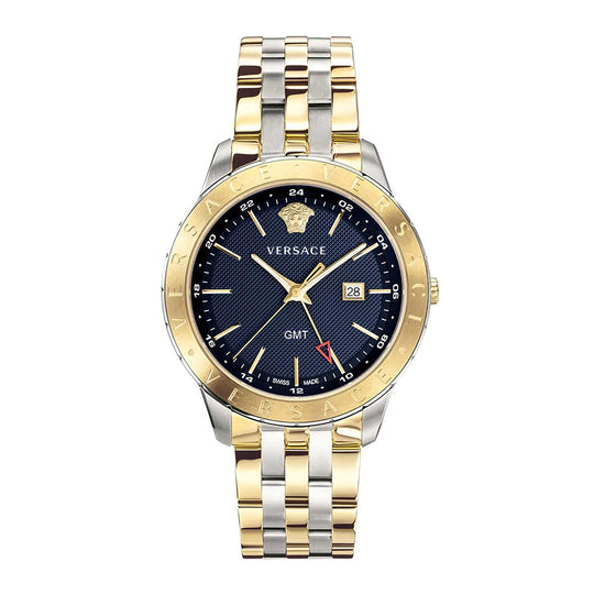 Versace Men's Watch Univers GMT Blue Two-Tone Bracelet VEBK01019