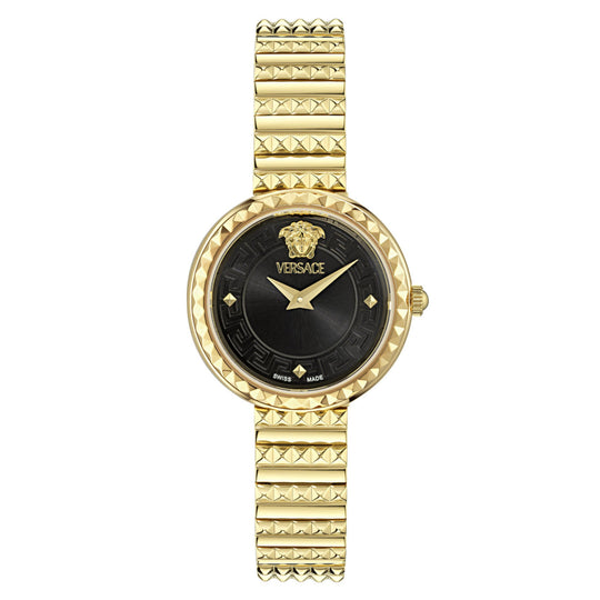 Versace Greca Goddess Petite Ladies' Black Gold Watch VEDFA0524