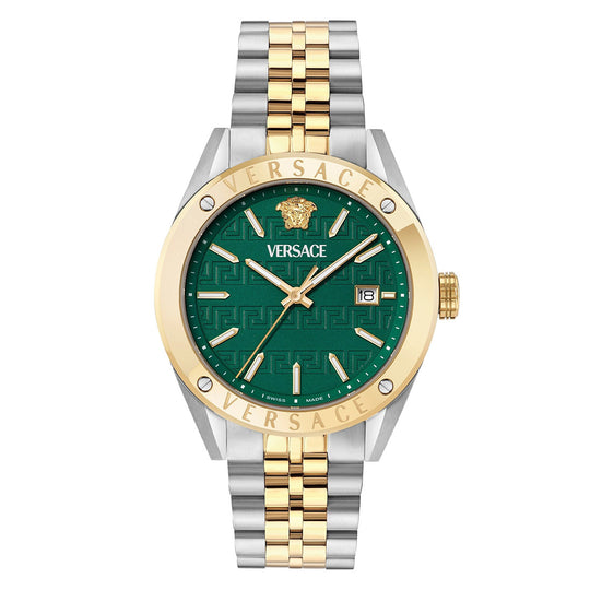 Versace Athletics 41mm Green Dial Two-Tone Men's Watch