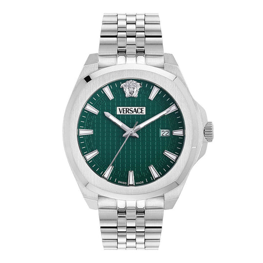 Versace Luxury 42mm Green Silver Men’s Dress Watch