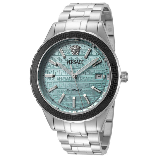 Versace Hellenyium Automatic Men's Turquoise Silver Watch VEQCA0324