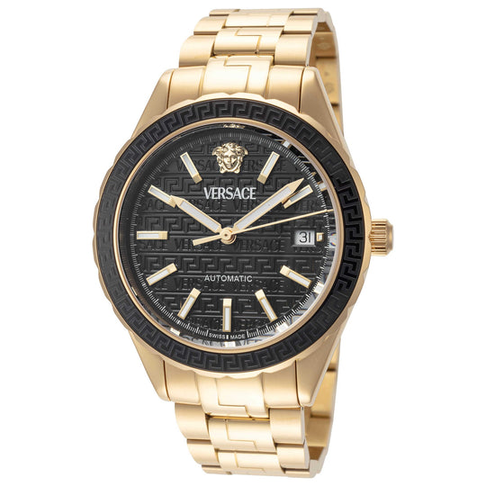 Versace Hellenyium Automatic Men's Black Gold Watch VEQCA0624