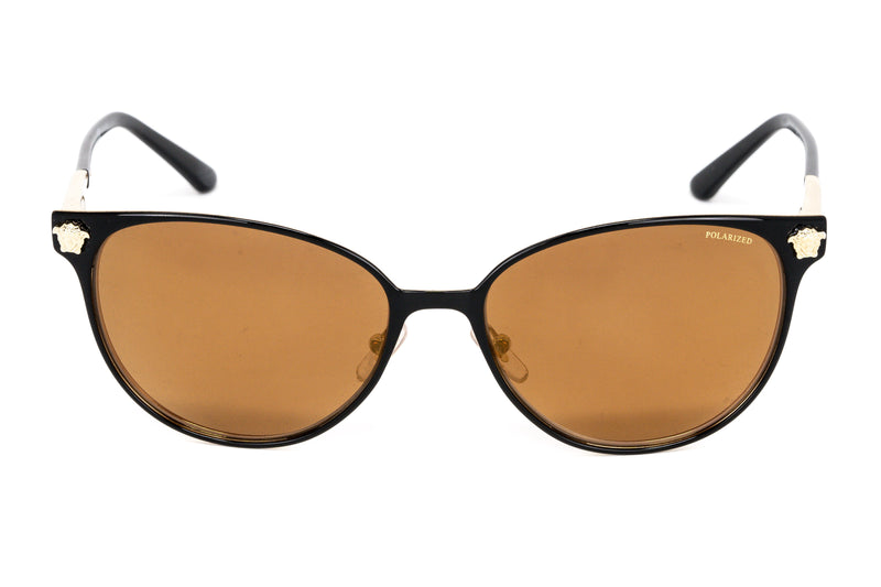 Versace Women's Sunglasses Square Black/Pale Gold Polar VE2168 13772T