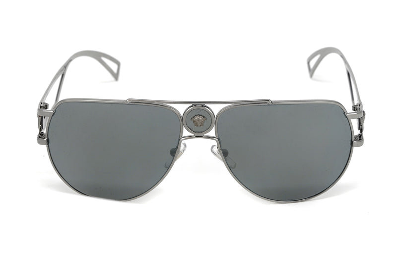 Versace Men's Sunglasses Medusa Pilot Silver Mirror VE2225 10016G