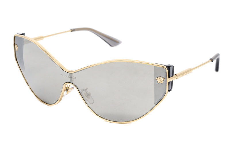 Versace Women's Sunglasses Cat Eye Pale Gold Silver Mirror VE2239 12526G