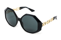 Versace Women's Sunglasses Oversized Hexagonal Black/Gold VE4395 GB1/87