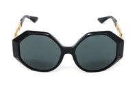 Versace Women's Sunglasses Oversized Hexagonal Black/Gold VE4395 GB1/87