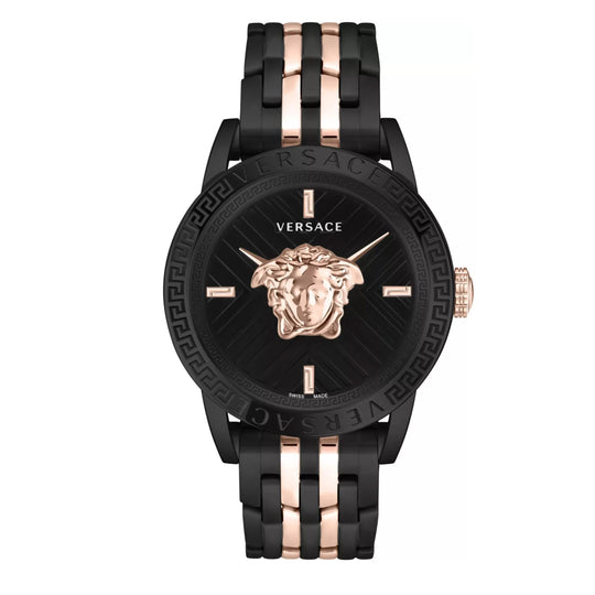 Versace V-Code Quartz Men's Black Rose Gold Watch VESN00622