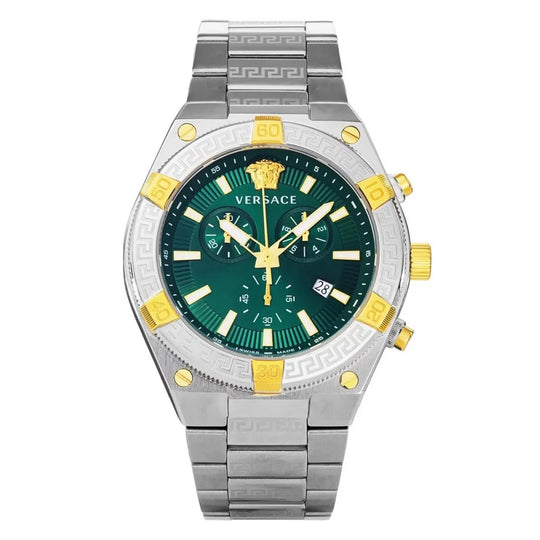 Versace V-Sporty Greca 46mm Green Silver Men’s Chronograph Watch