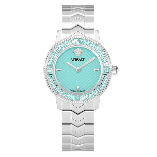 Versace V-Icon Ladies Turquoise Silver Watch VEUCA0324