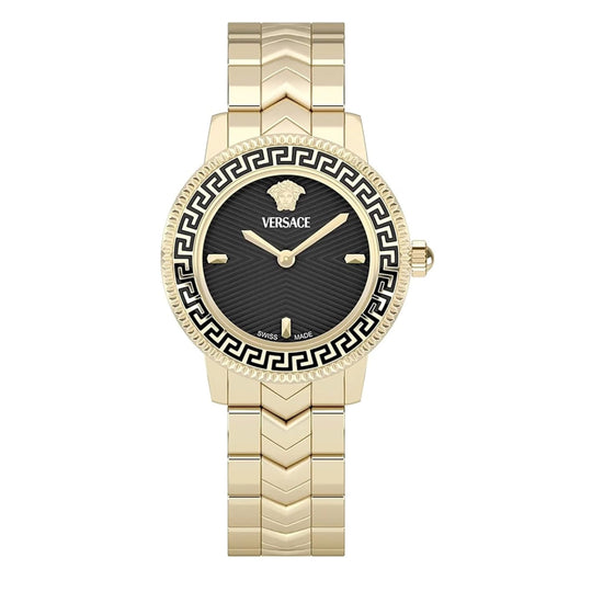 Versace V-Icon Ladies Black Gold Watch VEUCA0824