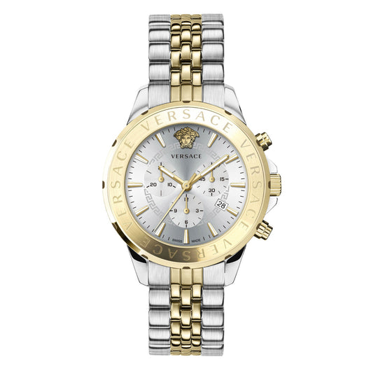 Versace Signature Chronograph Quartz Men's Gold Silver Watch VEV601623