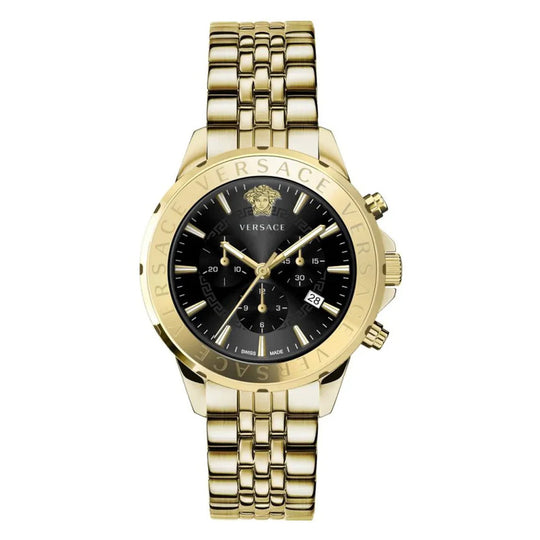 Versace Men's Watch Chrono Signature Black Gold Bracelet VEV602123