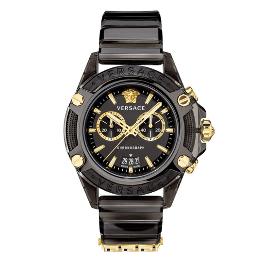 Versace Icon Active Chronograph Men's Black Gold Watch VEZ700421