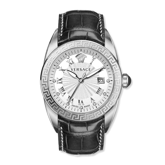 Versace V-Sport 42mm Men's White Black Leather Watch