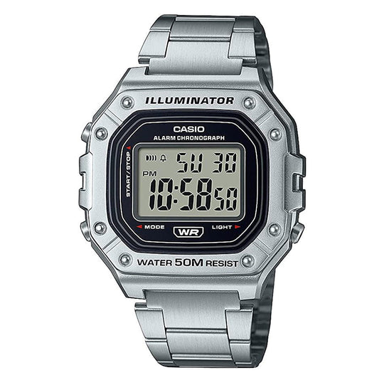 Casio Watch Chronograph Digital Silver W-218HD-1AVDF