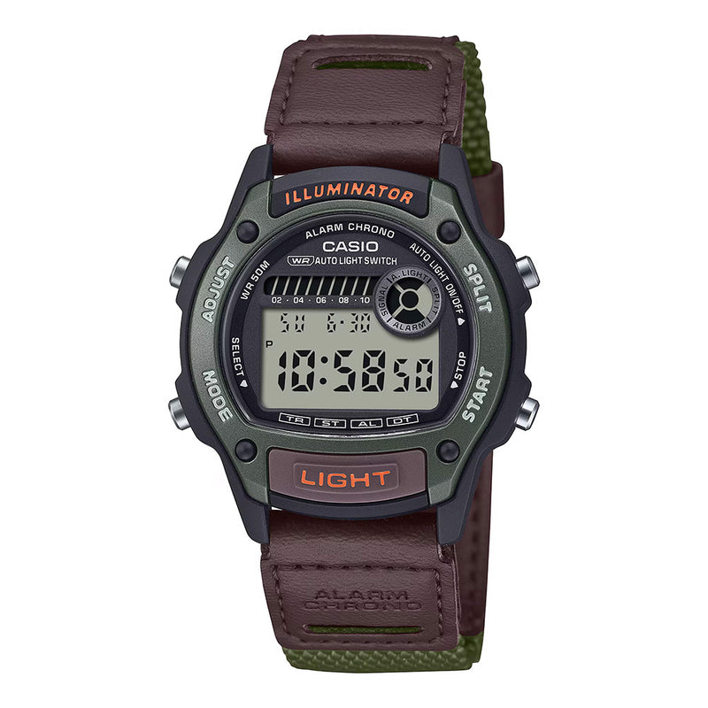 Casio Standard Unisex Brown Green Digital Watch W-220HF-3AVDF