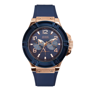Guess Rigor Men's Blue Rose Gold Watch