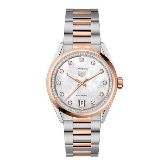 TAG Heuer Carrera Ladies White Diamond Automatic Watch WBN2351.BD0000