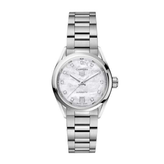 TAG Heuer Carrera Ladies White Diamond Automatic Watch WBN2412.BA0621
