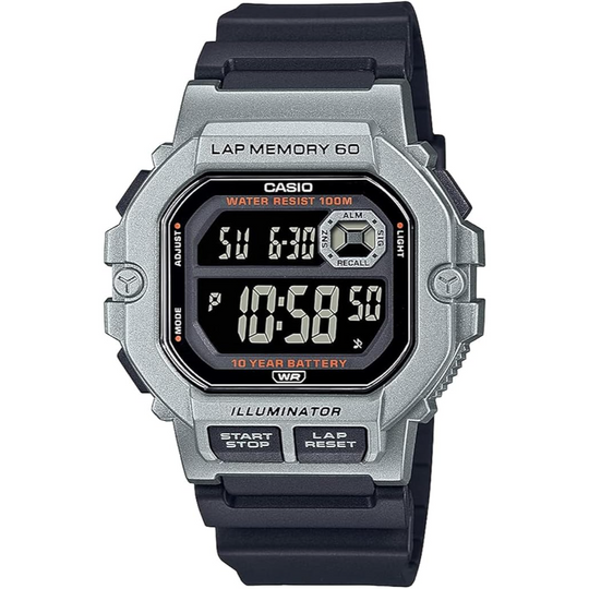 Casio Digital Watch Black Silver WS-1400H-1BVDF