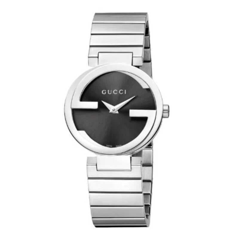 Gucci Interlocking G Silver Black Watch