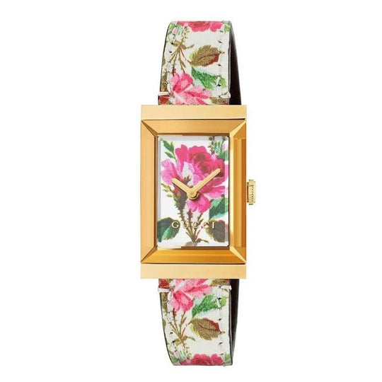 Gucci Watch G-Frame Ladies 21mm Floral Pink Gold YA147406