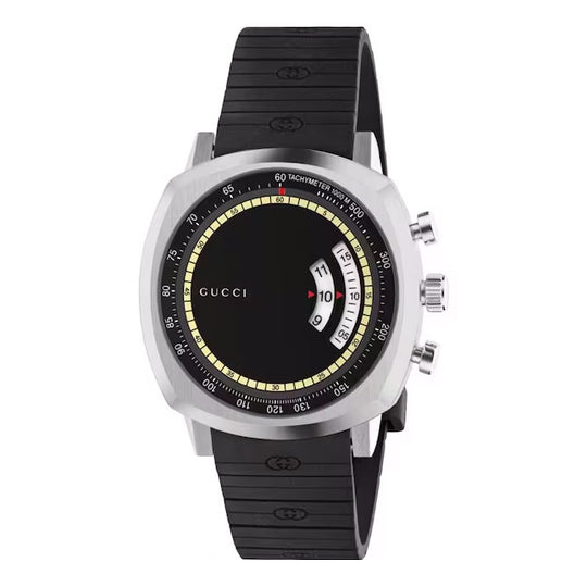 Gucci Watch Grip 40mm Silver Black Rubber YA157301