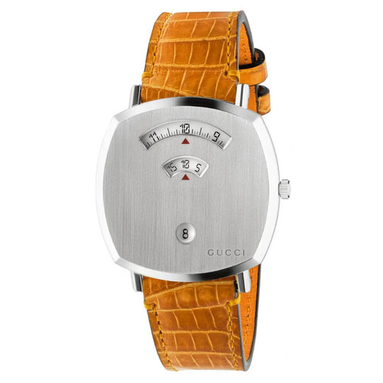 Gucci Watch Grip 38mm Silver Orange Alligator YGA15039