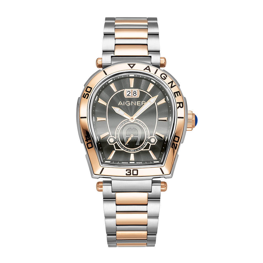 Aigner Trapani Men's Black Two-Tone Rose Gold Stainless Steel Watch, view 1