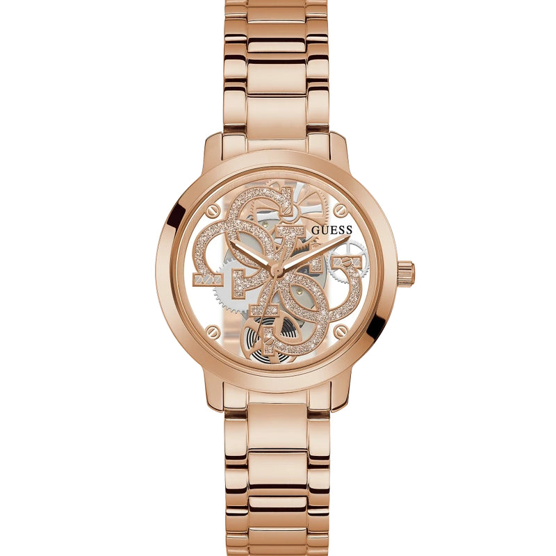 Analogue Watch - Guess Quattro Clear Ladies Rose Gold Watch GW0300L3