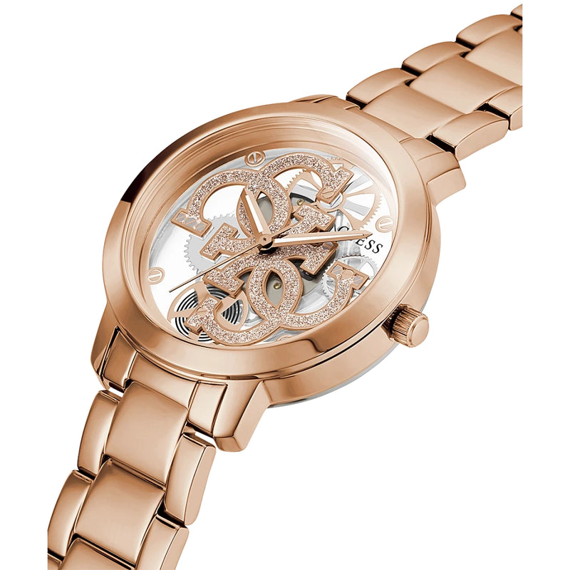 Analogue Watch - Guess Quattro Clear Ladies Rose Gold Watch GW0300L3