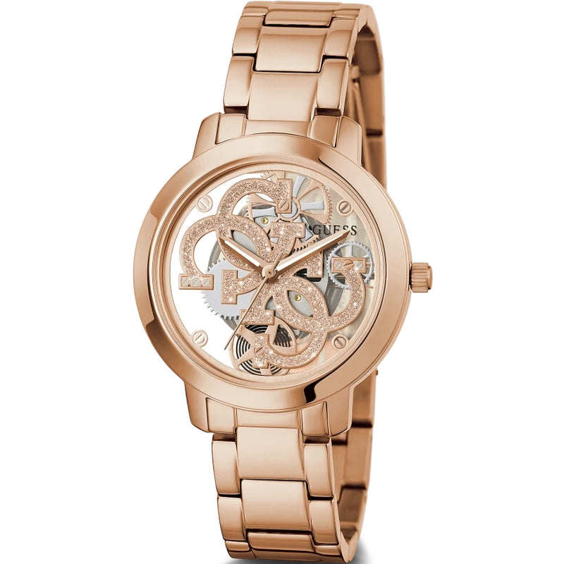 Analogue Watch - Guess Quattro Clear Ladies Rose Gold Watch GW0300L3