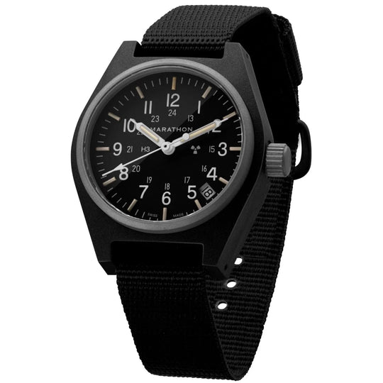 Marathon General Purpose Quartz with Date (GPQ) - 34mm No Government Markings Black WW194015-BK-NGM