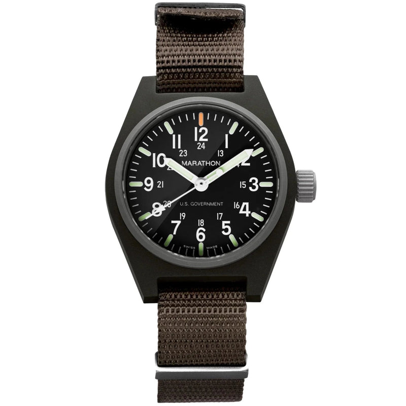 Marathon General Purpose Quartz with MaraGlo GPQ 34mm US Government Marked Sage Green WW194009SG from WatchPilot