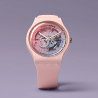Analogue Watch - Swatch Bioceramic Fleetingly Pink Pay Ladies Watch SO32P103-5300