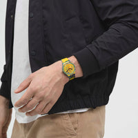 Analogue Watch - Swatch Hollywood Africans By Jean Michel Basquiat Unisex Yellow Watch SUOZ354
