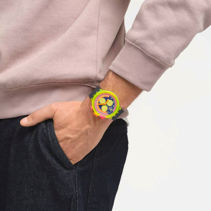 Analogue Watch - Swatch Neon To The Max Unisex Watch SB06J100